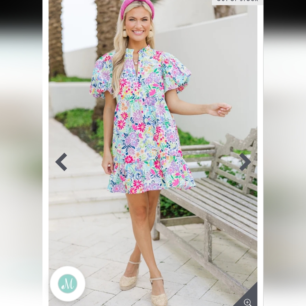 Created Joy Fuchsia Floral Babydoll Dress, Size M